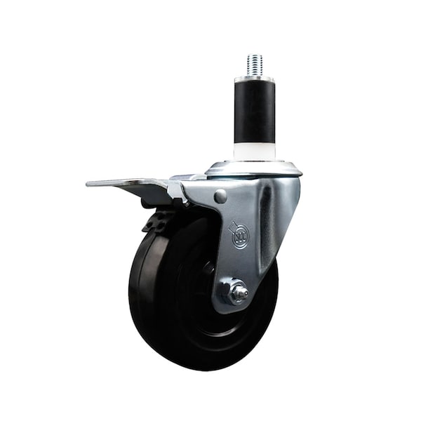 4'' Soft Rubber Swivel 1-3/8'' Expanding Stem Caster Total Lock Brake